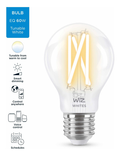 Imagen 3 de 8 de Wiz Filamento Transparente A60 Cálido/frio E27 Wifi Matter
