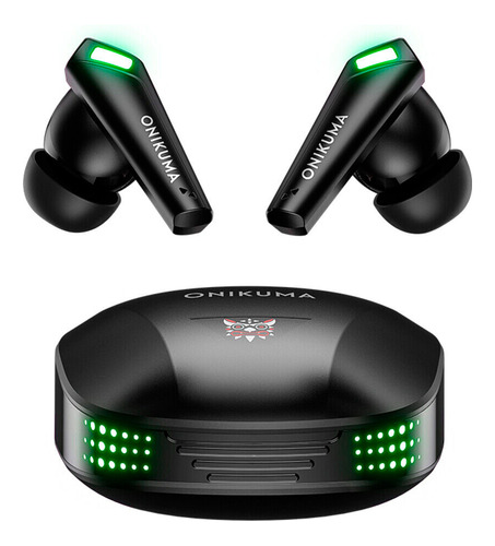 Auriculares Inalámbricos Onikuma Con Luz Led Sonido Superior Color Negro Luz Verde