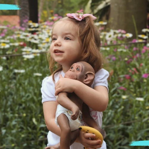 Boneco Bebê Macaco Little Caco Com Mamadeira Fralda E Banana