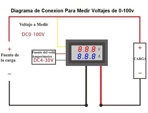 Imagen 3 de 4 de Voltimetro Y Amperimetro Digital 0-100v Y 10a