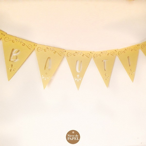 Banderines De Papel Mi Bautismo, Con Cordón Rayado