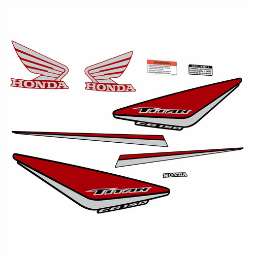 Calcos Honda Cg Titan 150 Año 2014 A 16 Roja Diseño Original