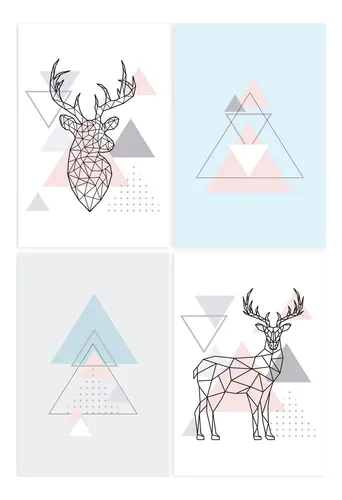 Juego de platos decorativos minimalistas, alce, gris y rosa, 20 x 30 cm
