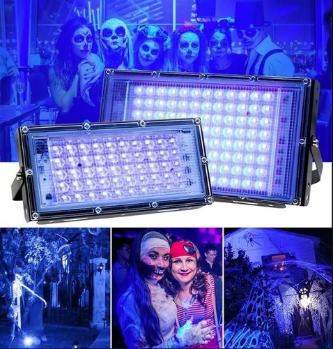 Imagen 2 de 8 de Reflector Led 50w Luz Negra Ultravioleta Super Brillo Uv