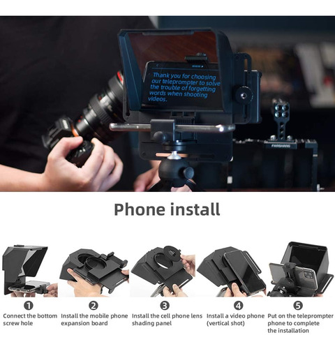 Teleprompter De 19 Cm Con Trípode Para Smartphone Y Cámara D