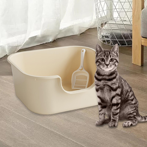 Caja De Arena Para Gatos Con Lado Alto, Bandejas Color Café