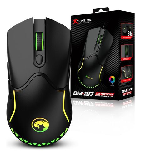 Mouse para jogos retroiluminado Xtrike Me Gm217 com cabo USB 2.0 para PC, notebook de 3600 Dpi - preto
