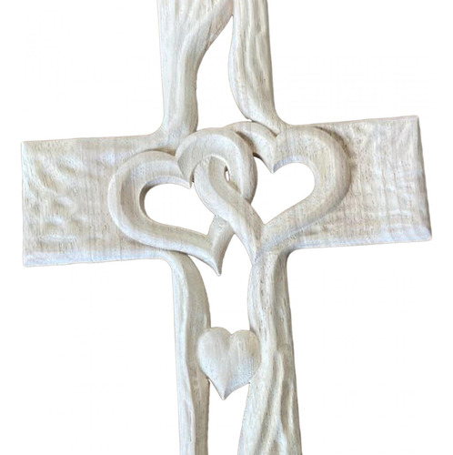 Crucifijo De Cruz De Madera Tallada Con Corazones Estándar