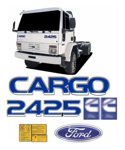 Kit Adesivo Compatível Ford Cargo 2425 Emblema 3d Kit61 Cor Padrão
