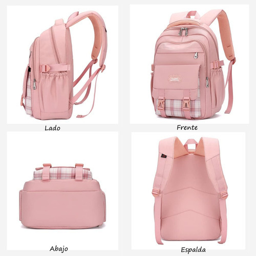 Mochilas Escolares Para Niñas De Primaria De Secundaria Gran Color Rosa Claro