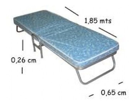 Imagen 5 de 8 de Cama Plegable Catre 1.85 X 0.65 Con Colchon Descansar
