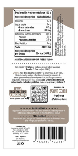 Sazonador Grileros Para Carne Asada