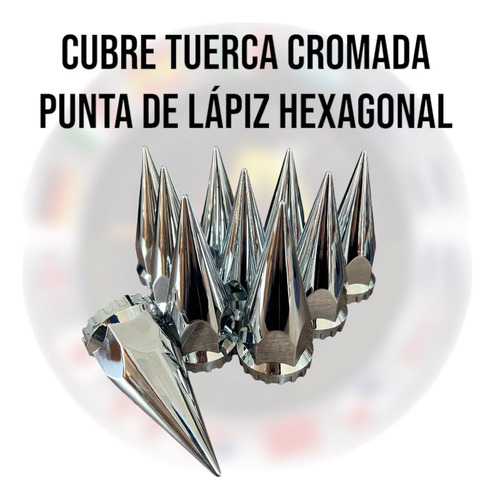 Cubre Tuerca Cromada Punta De Lapiz Hexagonal Rosca 40pz