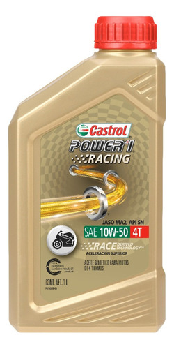 Aceite Sintetico Para Motos Power 1 4t 10w-50 1l Castrol