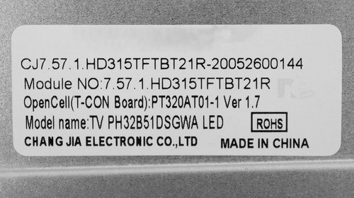 Tela Display Led Da Tv Philco 32 Pt320at01 Ph32b51dsgwa