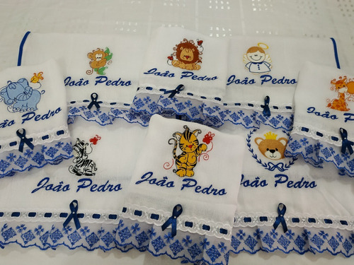 Fralda Babete Babita Boca Bordada Bebê Personalizada 7 Peças