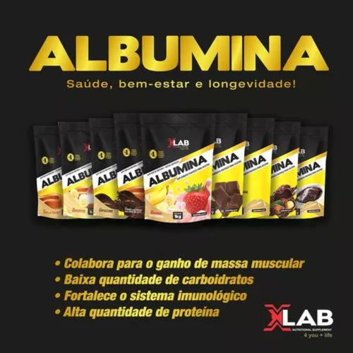 Albumina 1kg Xlab Sabor Morango C/ Banana- P/treino