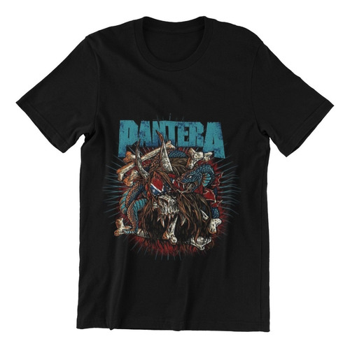 Polera Unisex Pantera Rock Metal Calavera Estampado Algodon 