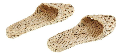 1 Par De Sandalias De Malla De Ratán De Paja Hechas A Mano