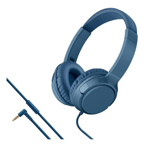 Audífonos Manos Libres Con Cable Tipo Cordón Plegables Azul