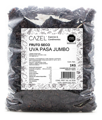 Uva Pasa Pasitas Naturales Oaxaca Premium 1kg