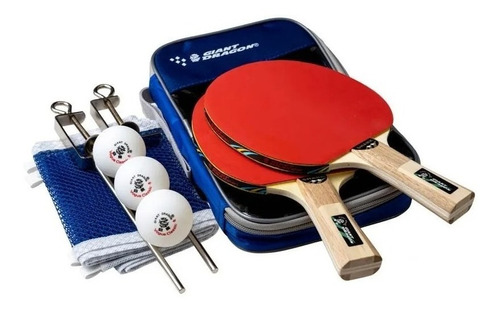 Set Ping Pong 2 Paletas Shark + 3 Pelotas + Red Funda Kit