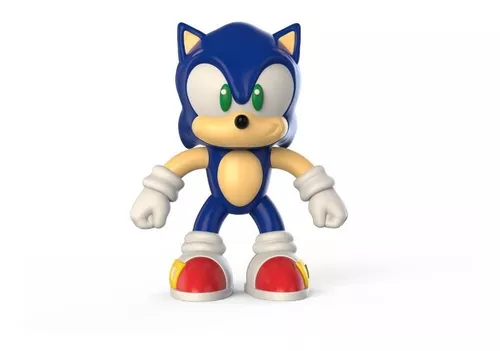 Boneco Sonic - Azul, Amarelo, Preto, Vermelho e Rosa - 14cm