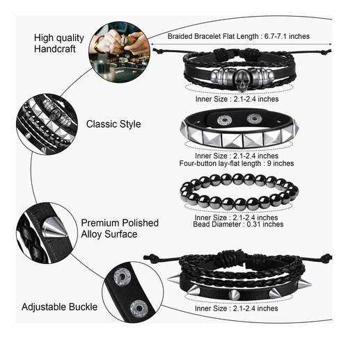 Xiannvxi: 4 Pulseras Punk Y Brazalete Gótico, Estilo Rebelde