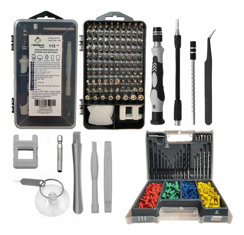 Kit Desarmadores Precisión 115pz Y Juego Brocas, Chazos 300pz Torx Ps5 Xbox iPhone Tablet Pc Mac Electrónica Nintendo Marca Ferreco Basics