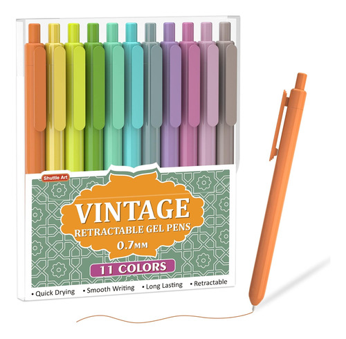 Bolígrafos De Gel Retráctiles Colores, 11 Colores Vin...
