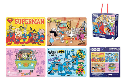 4 Rompecabezas Infantiles De 60 Pz Looney Tunes Aniversario