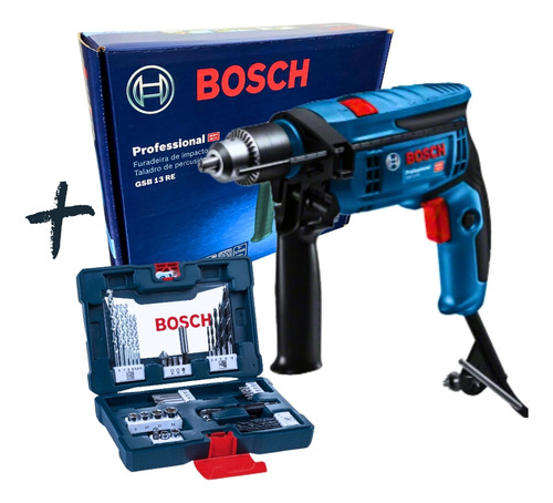Furadeira Gsb 13 Re 127v Com Estojo De Brocas 41 Pcs Bosch