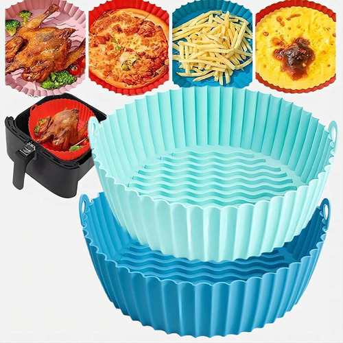 Bandeja Redonda Reutilizable De Silicona Air Fryer De 2 Piez