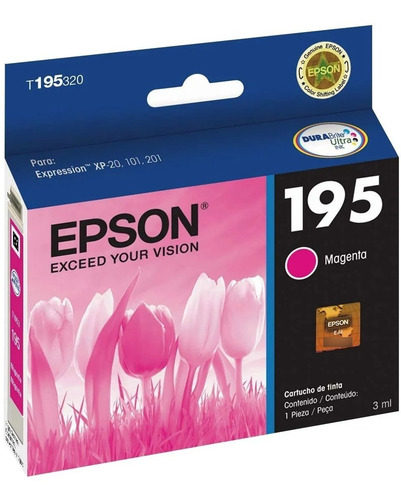 Imagen 1 de 4 de Cartucho De Tinta Epson T195320 195 Magenta Original