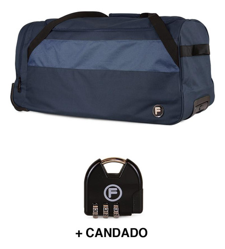 Bolso De Viaje Con Ruedas Kross L 131 Lts Azul + Candado F