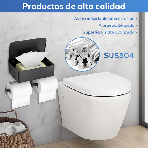 Porta Rollos Papel De Baño Para 2 Rollos Con Almacenamiento