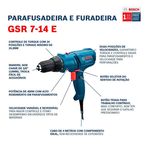 Furadeira Parafusadeira Bosch Gsr 7-14 E X Line 25 Pc 110v