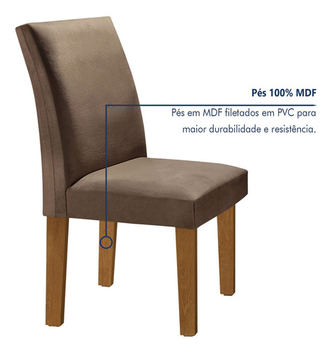 Conjunto Sala De Jantar Mesa Tampo Mdf 6 Cadeiras Espanha
