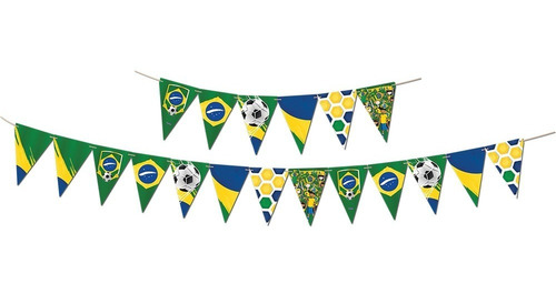 Faixa Com Bandeirinhas - Copa Do Mundo Torcida Vai Brasil!