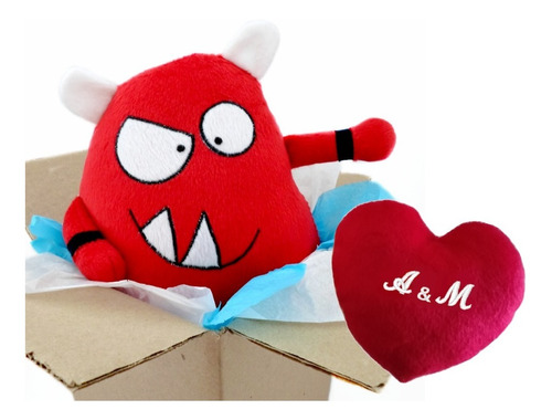 Monstruo Rojo Corazón Nombre Personalizado Aniversario Amor