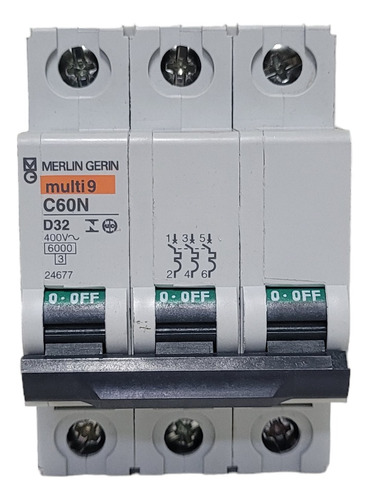 Disjuntor C60n 3p Curva D 32a 6ka 3p Ref: 24677 Schneider