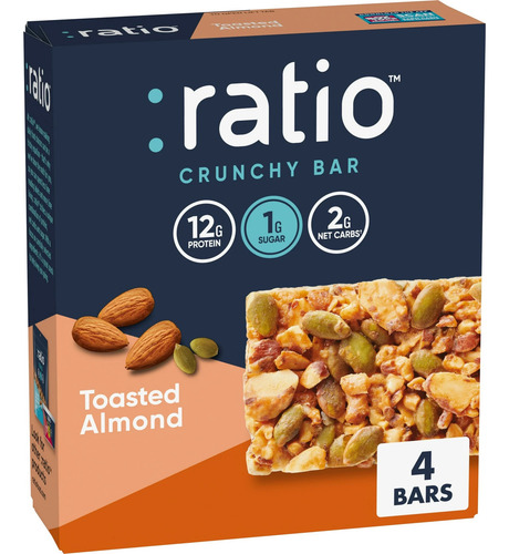 Ratio Chewy Protein Bar 11g Protein, Keto, 5.6oz (4 Bars)