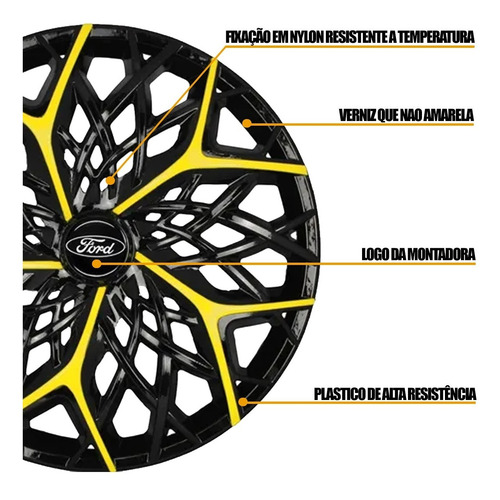Imagem 3 de 3 de Jogo Calota Esportiva Moove Aro 13 Ford Preto