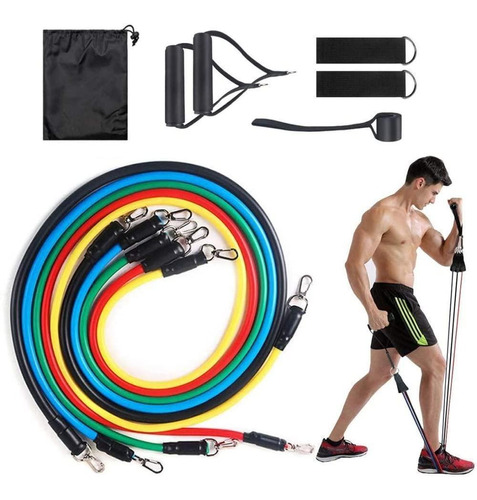 Kit Tubing Elástico 11 Itens Treinamento Funcional Pilates