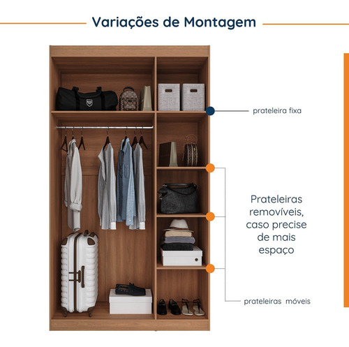 Guarda Roupa Modulado De Canto Com Espelho 6 Portas 3 Peças