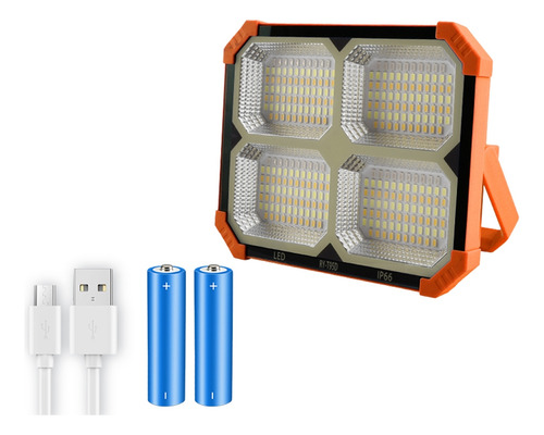 Luz Solar Led De Trabajo Portátil Naranja Con Piso Led Li De