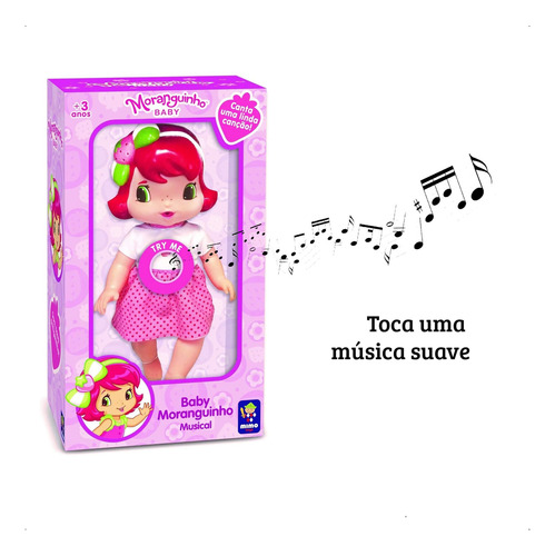 Brinquedo Boneca Baby Moranguinho Com Som Mimo Toys