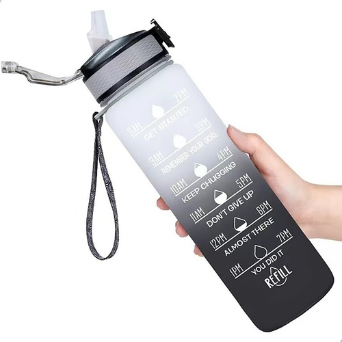 Botella De Agua 1 Litro Marcador Tiempo Horario Bpa Free