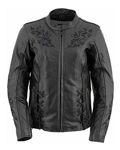 Motociclismo, Xelement Xs2030 Chaqueta Bordada De Cuero Negr