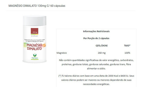 Magnésio Dimalato P/ Câimbras E Osteoporose 60 Cápsulas